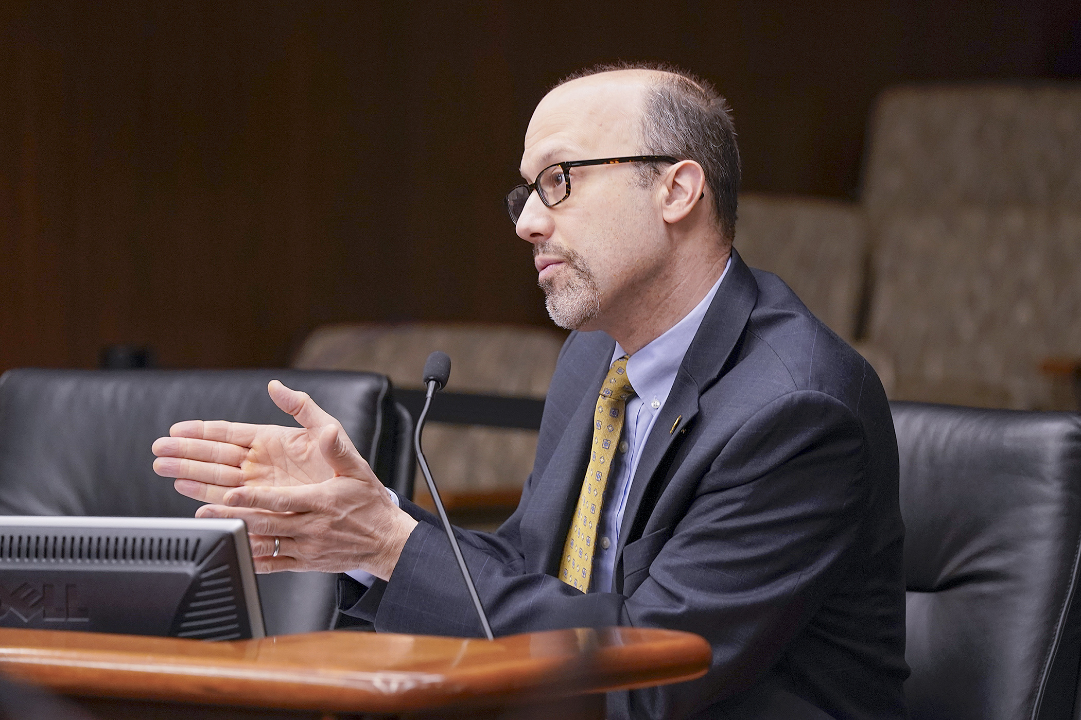 Rep. Dave Pinto makes closing comments to the House Judiciary Finance and Civil Law Committee regarding HF5033 that would reform the process for reviewing the death or near death of a child. (Photo by Michele Jokinen)